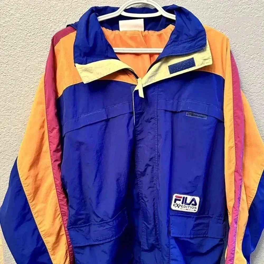 Vintage FILA Expedition Mens Sm Jacket Windbreaker Retro Colorblock Hidden Hood